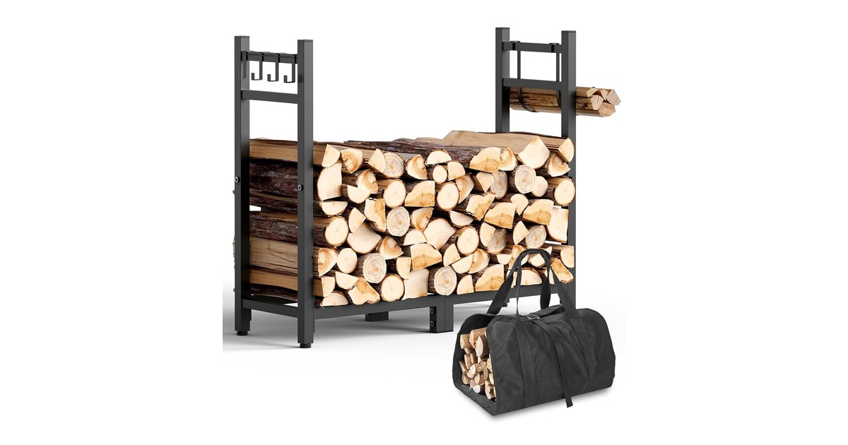34" Indoor Firewood Rack with Log Carrier product image